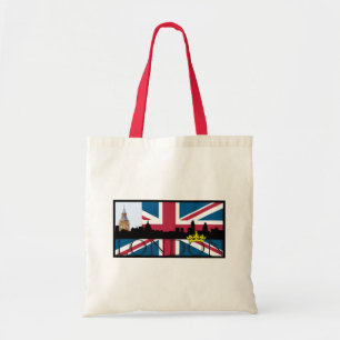 Silhouette of London and Union Jack Tote Bag