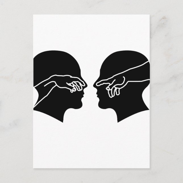 Silhouette of male faces with hands postcard (Front)