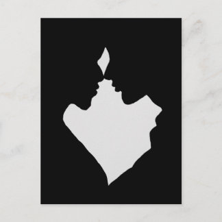 silhouette of man and woman in love postcard
