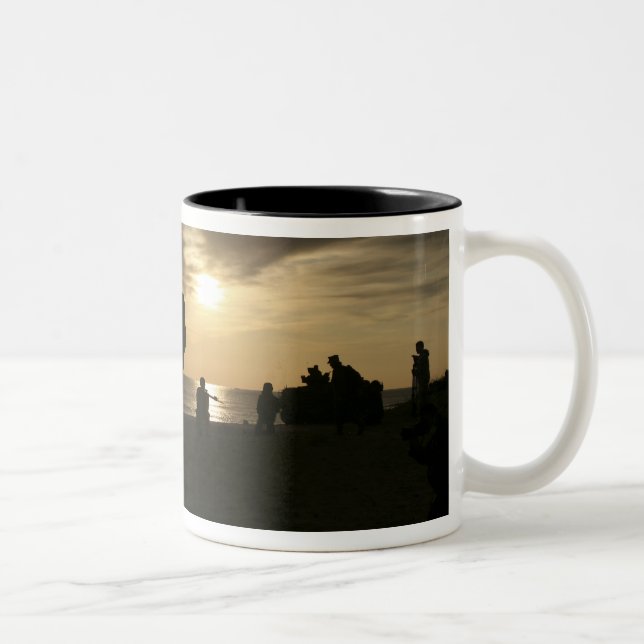 Silhouette of Marines Two-Tone Coffee Mug (Right)