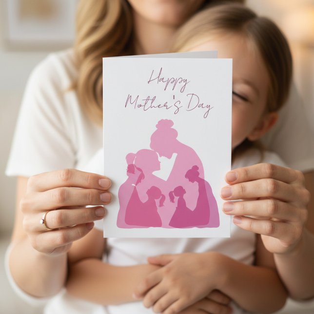 Silhouette of Mom and Daughter Minimalist Elegant Card (Creator Uploaded)
