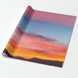 SILHOUETTE OF MOUNTAIN UNDER CLOUDY BLUE SKY PHOTO WRAPPING PAPER