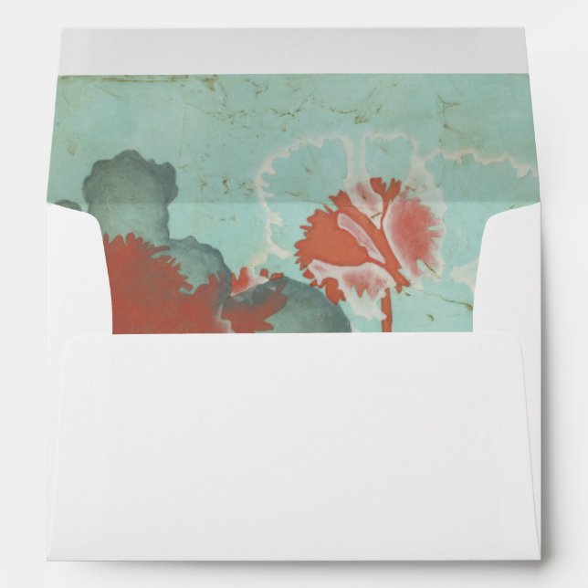 Silhouette of Red Flowers on Teal Background Envelope (Back (Bottom))