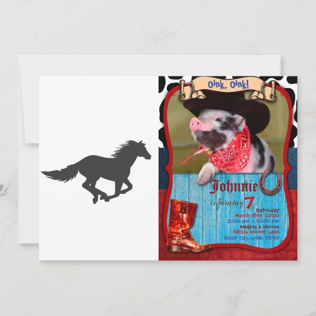 Silhouette of running horse - Choose back colour Invitation (Front)