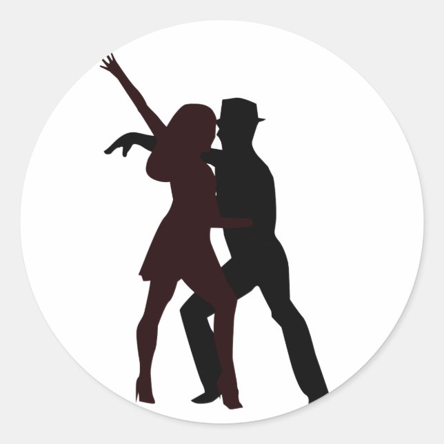 Silhouette of Salsa Dancers Classic Round Sticker (Front)
