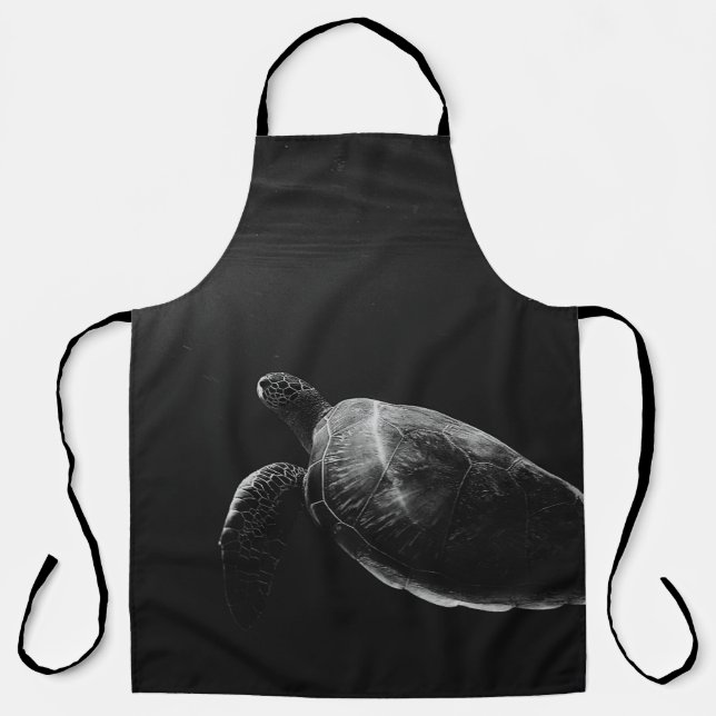 SILHOUETTE OF SEA TURTLE UNDERWATER APRON (Front)