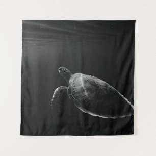 SILHOUETTE OF SEA TURTLE UNDERWATER TAPESTRY