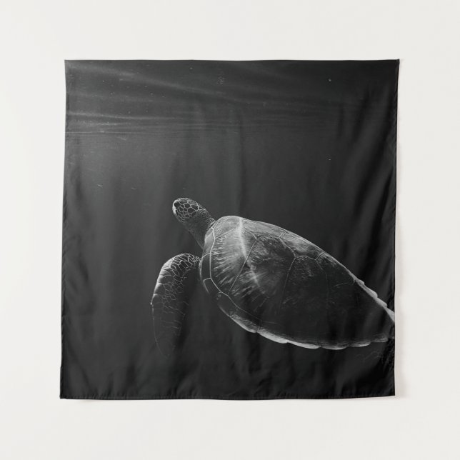 SILHOUETTE OF SEA TURTLE UNDERWATER TAPESTRY (Front)