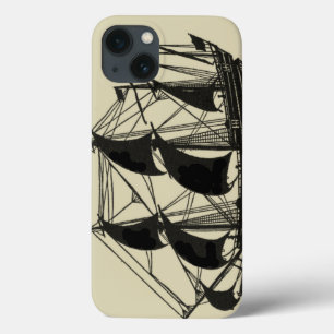 Silhouette of Ship with Billowing Sails iPhone 13 Case