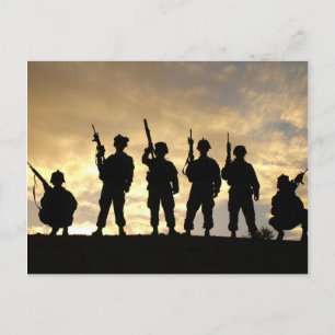 Silhouette of Soldiers in 101st Airborne Division Postcard