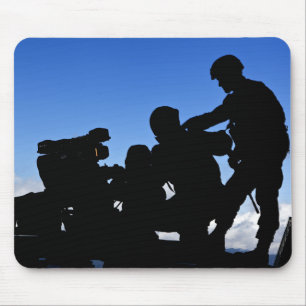 Silhouette of soldiers mouse pad