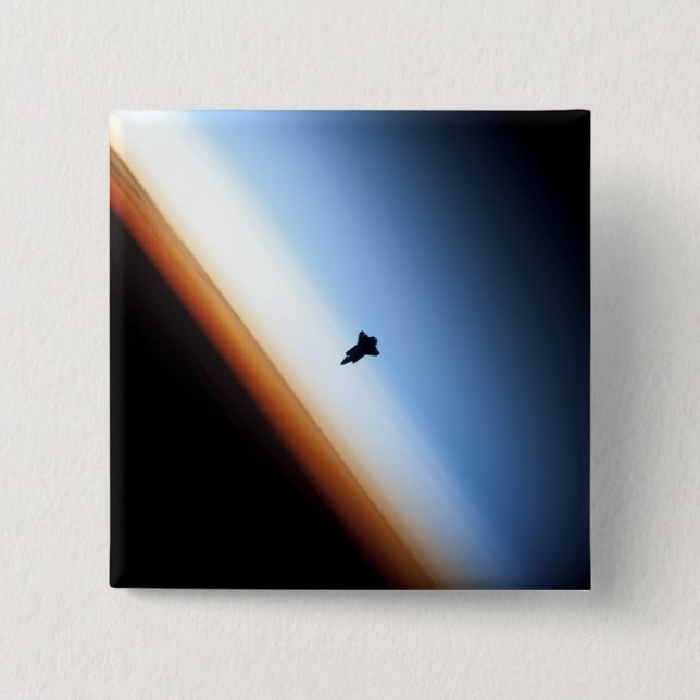 Silhouette of space shuttle Endeavour 15 Cm Square Badge (Front)