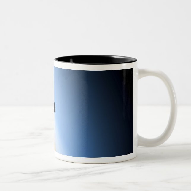 Silhouette of space shuttle Endeavour Two-Tone Coffee Mug (Right)
