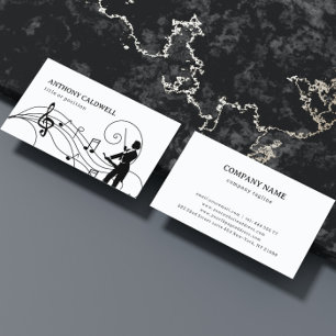 Silhouette of the Violinist & Notes Business Card