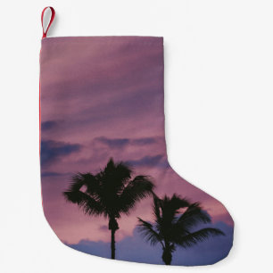 Silhouette of tree during sunset small christmas stocking