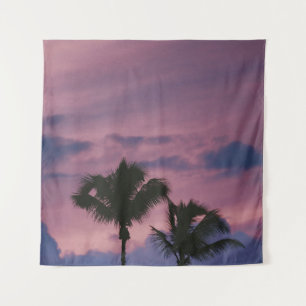 Silhouette of tree during sunset tapestry