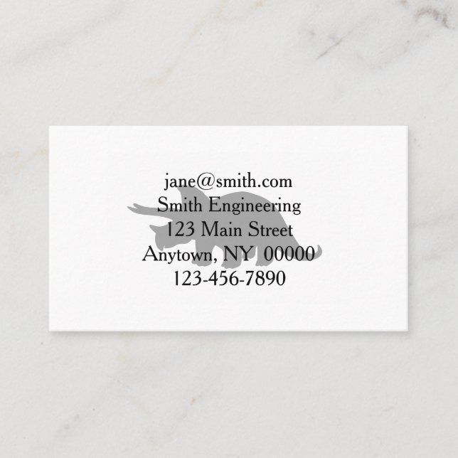 Silhouette of triceratops - Choose backgroun colou Business Card (Front)