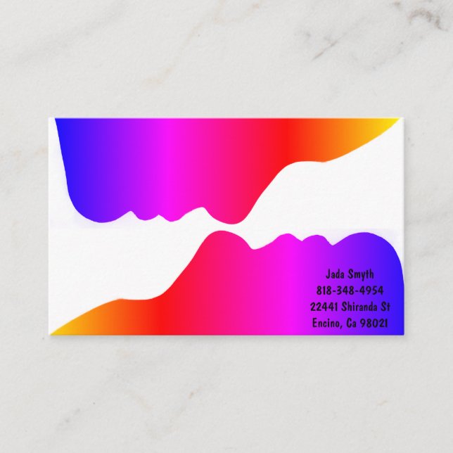 Silhouette of Two Faces Rainbow Business Card (Front)