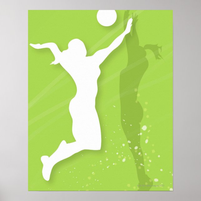 Silhouette of two women playing volleyball poster (Front)