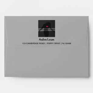 Silhouette of Woman, Flower Hearth & Love Envelope