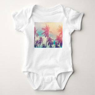 Silhouette palm trees, sunset abstract. baby bodysuit