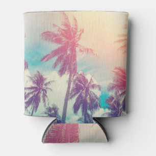 Silhouette palm trees, sunset abstract. can cooler