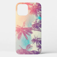Silhouette palm trees, sunset abstract.