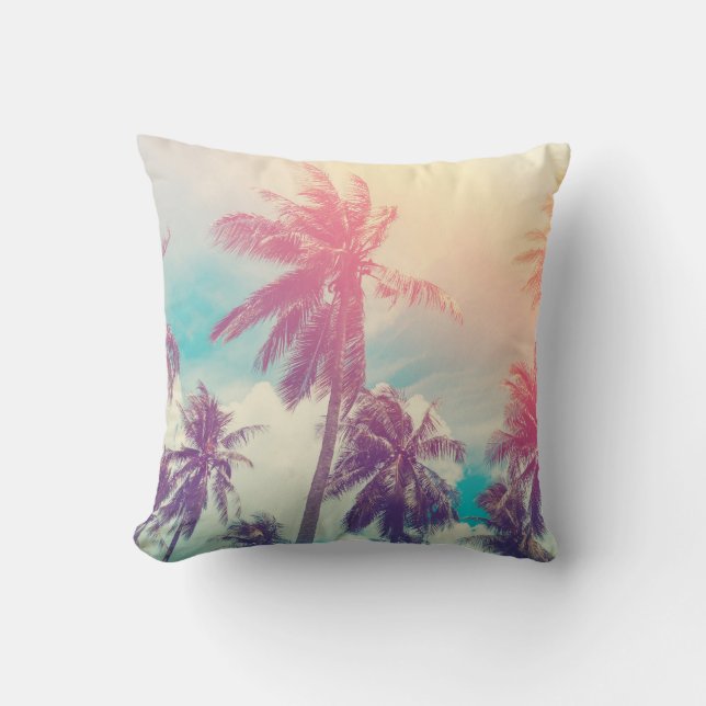Silhouette palm trees, sunset abstract. cushion (Front)