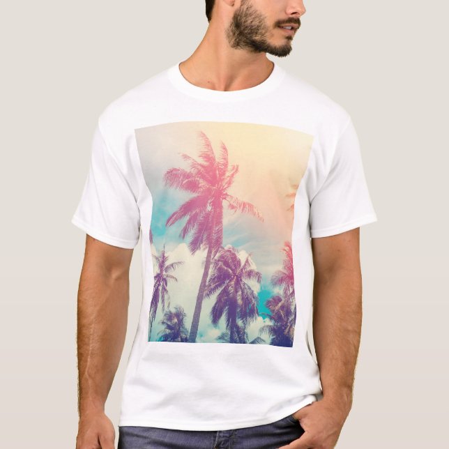 Silhouette palm trees, sunset abstract. T-Shirt (Front)