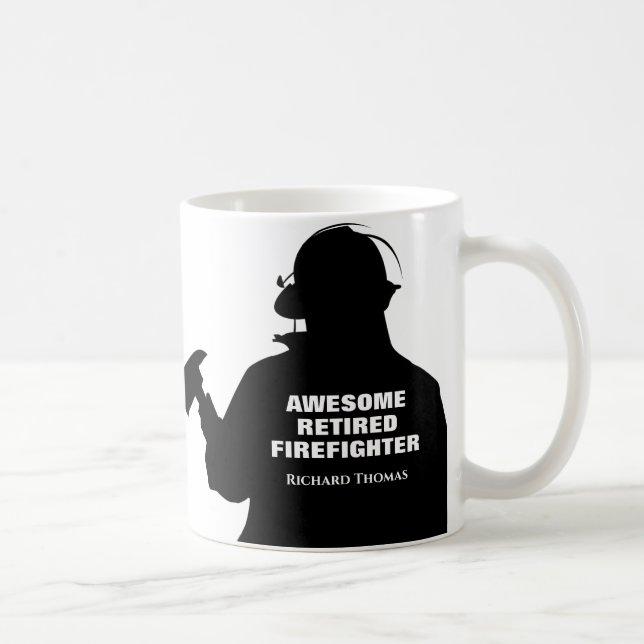 Silhouette Personalised  Firefighter Retirement Coffee Mug (Right)
