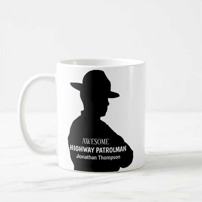 Silhouette Personalised Highway Patrolman Coffee Mug (Left)
