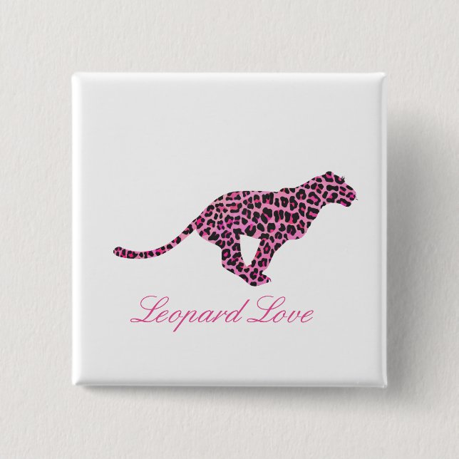 Silhouette Pink and Black Leopard 15 Cm Square Badge (Front)