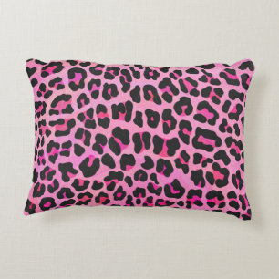 Silhouette Pink and Black Leopard Decorative Cushion