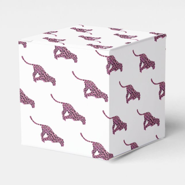 Silhouette Pink and Black Leopard Favour Box (Front Side)