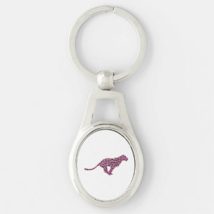 Silhouette Pink and Black Leopard Key Ring