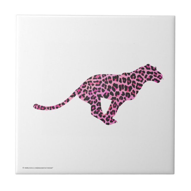 Silhouette Pink and Black Leopard Tile (Front)