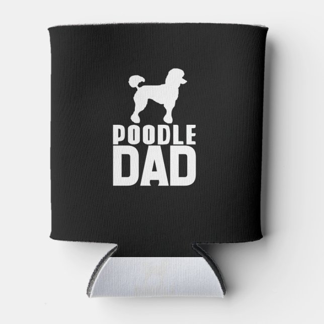 Silhouette Poodle Dad White Design Can Cooler (Front)