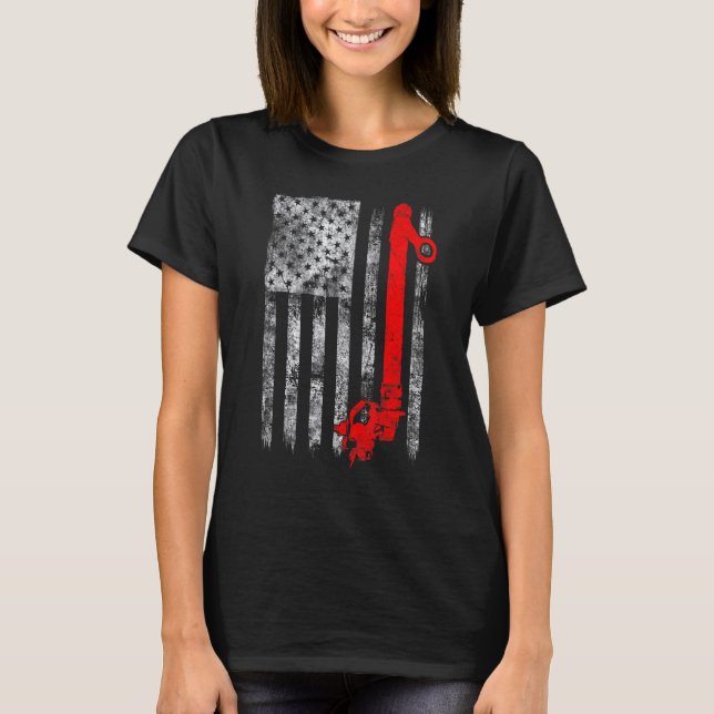 Silhouette Power Line Fuse American Flag Lineman T-Shirt (Front)