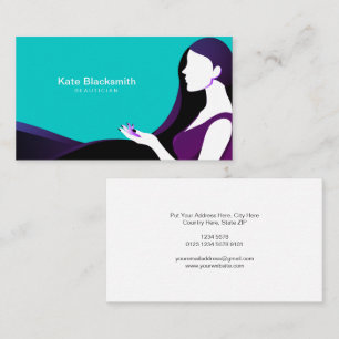Silhouette Pretty Woman Long Black Hair Tosca Business Card