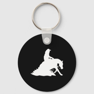 Silhouette Reining Horse Show Rider Cowboy Horseba Key Ring