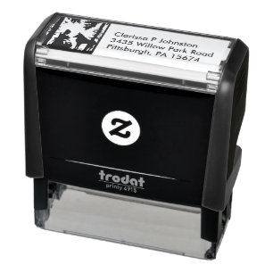 Silhouette Riding Hood Trees Woods Bird Wolf  Self-inking Stamp