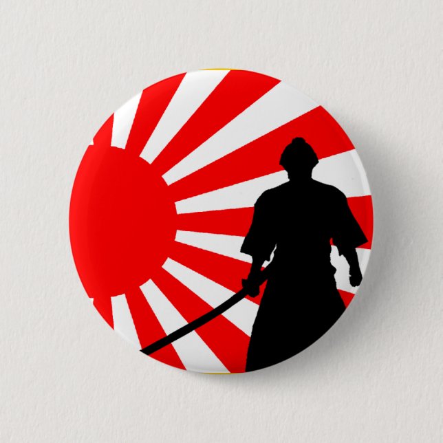 Silhouette Samurai 6 Cm Round Badge (Front)
