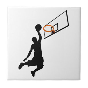 Silhouette Slam Dunk Basketball Player Tile