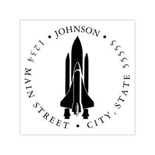 Silhouette Space Shuttle Launch Return Label Self-inking Stamp
