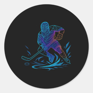 Silhouette Sports Puck Athlete Action Art Hockey P Classic Round Sticker