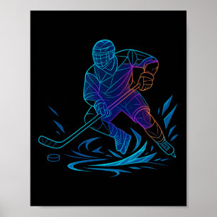 Silhouette Sports Puck Athlete Action Art Hockey P Poster