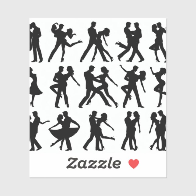 Silhouette stickers of the couple dancing or in ro (Sheet)