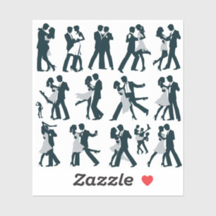 Silhouette stickers of the couple dancing or in ro