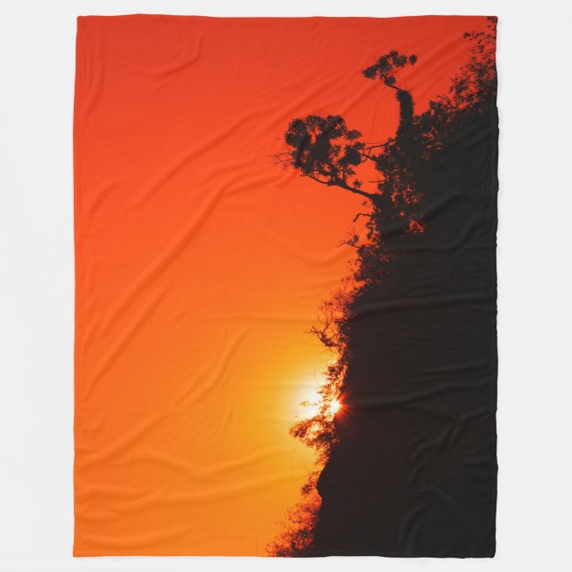 Silhouette Sunset Fleece Blanket (Front)