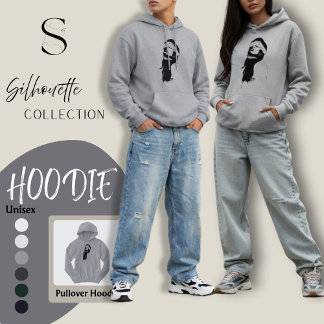 Silhouette surreal art hoodie black and white